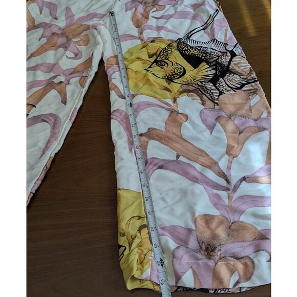 Maeve x Paul Rousso Fish/Floral Print High-rise Wide Leg Palazzo Pants, size M - Picture 8 of 10